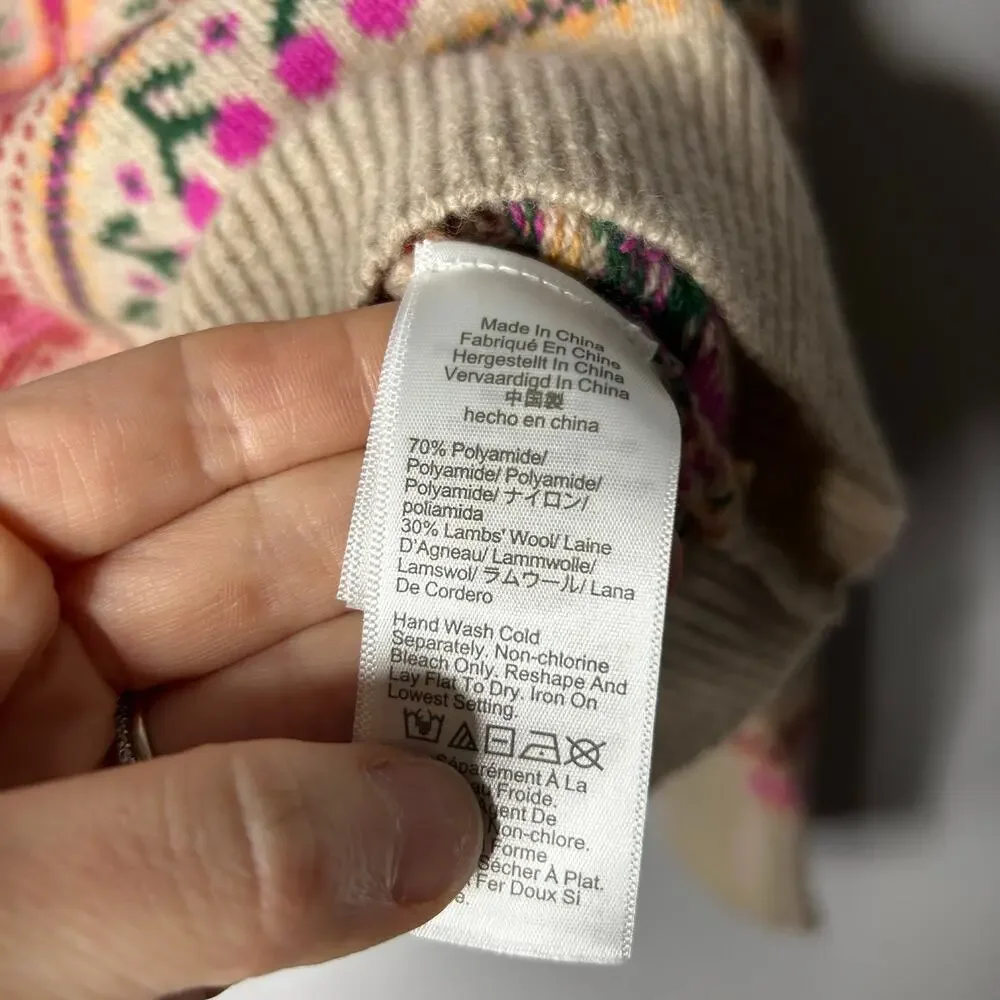 J. Crew Pink Fair Isle Crewneck Sweater